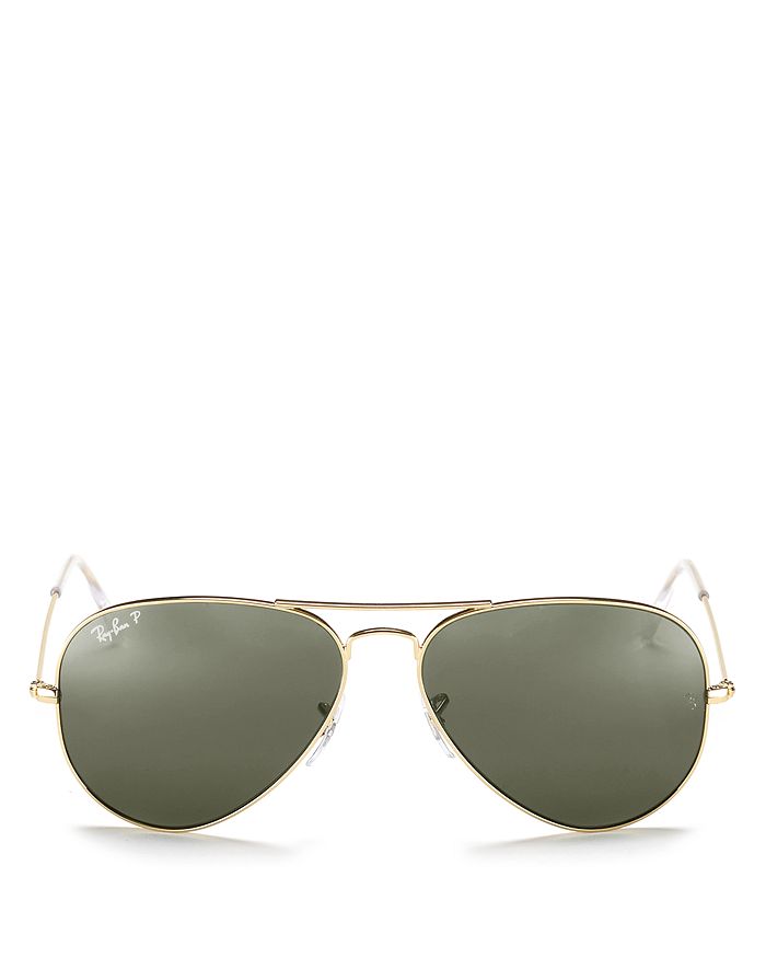 Ray Ban Unisex Polarized Brow Bar Aviator Sunglasses In Gold/gray Green Polarized