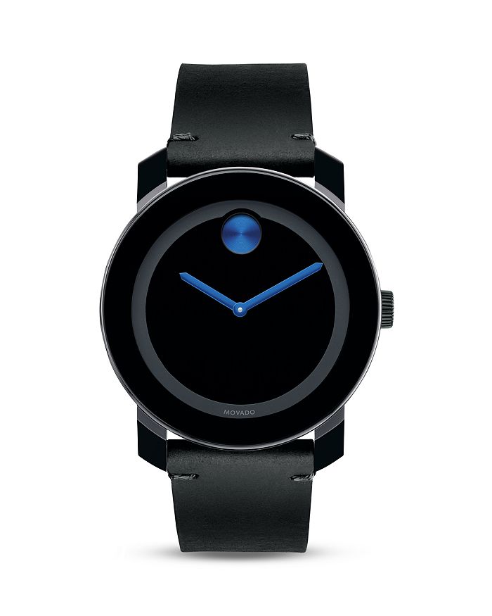 MOVADO BOLD LARGE BLACK TR90 AND STAINLESS STEEL WATCH, 42MM,3600307