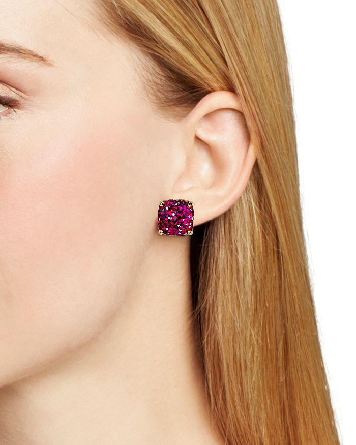 Shop Kate Spade New York Small Square Glitter Stud Earrings In Confetti Multi Glitter