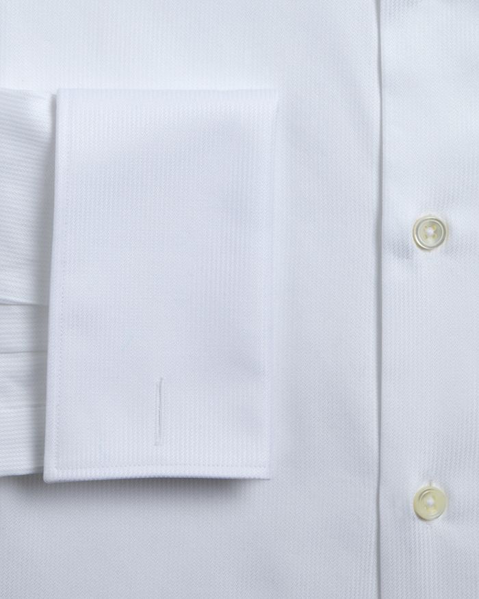 Shop Canali Herringbone French Cuff Classic Fit Dress Shirt In White
