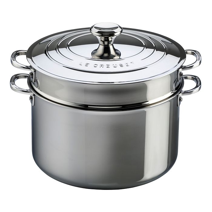 Le Creuset - Stainless Steel 9-Quart Stock Pot with Lid & Deep Colander Insert