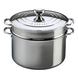 Le Creuset Stainless Steel 9-Quart Stock Pot with Lid & Deep Colander Insert | Bloomingdale's