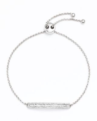 Bloomingdale's Fine Collection - Diamond and Baguette Bar Bolo Bracelet in 14K White Gold, .50 tcw&nbsp;- Exclusive