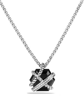 David Yurman - Cable Wrap Necklace with Black Onyx and Diamonds, 10mm