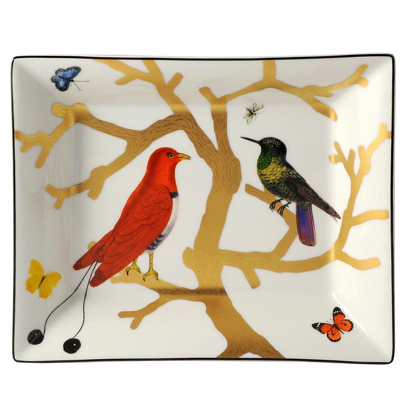 Bernardaud Aux Oiseaux Rectangular Dish, 7.9" X 6.3" In Multi