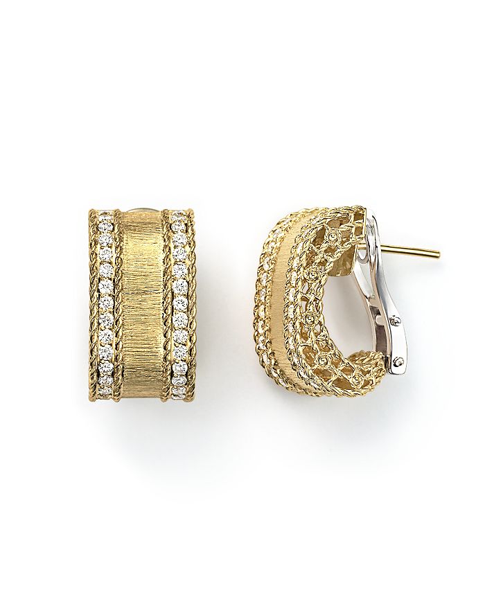 Roberto Coin 18k Yellow Gold Diamond Satin Princess Earrings