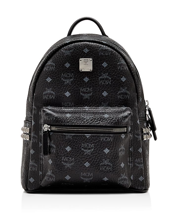 Mcm Stark Side Stud Small Backpack In Black/silver