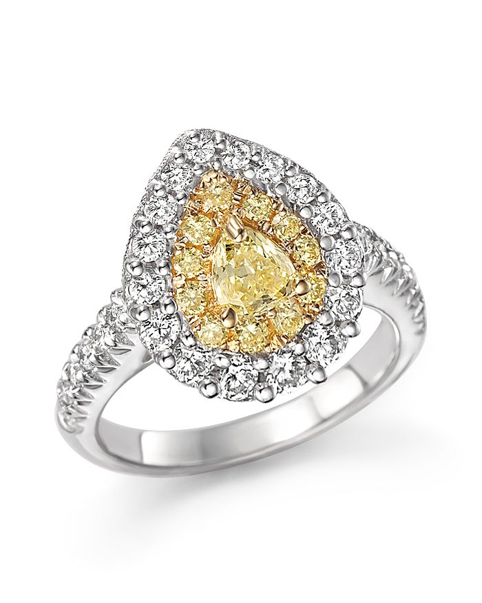 Bloomingdale's Yellow And White Diamond Pear Shape Ring In 18k White And Yellow Gold - 100% Exclusive In Multi/gold