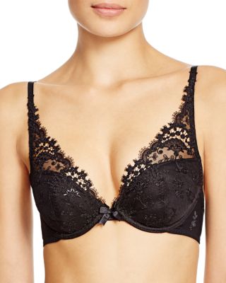 Simone Perele Bloom Embroidered Underwired Stretch-woven Push-up Bra In Black