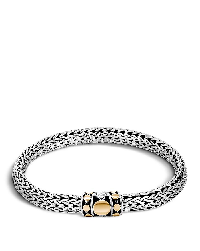 Shop John Hardy Sterling Silver & 18k Bonded Gold Dot Medium Chain Bracelet In Gold/silver