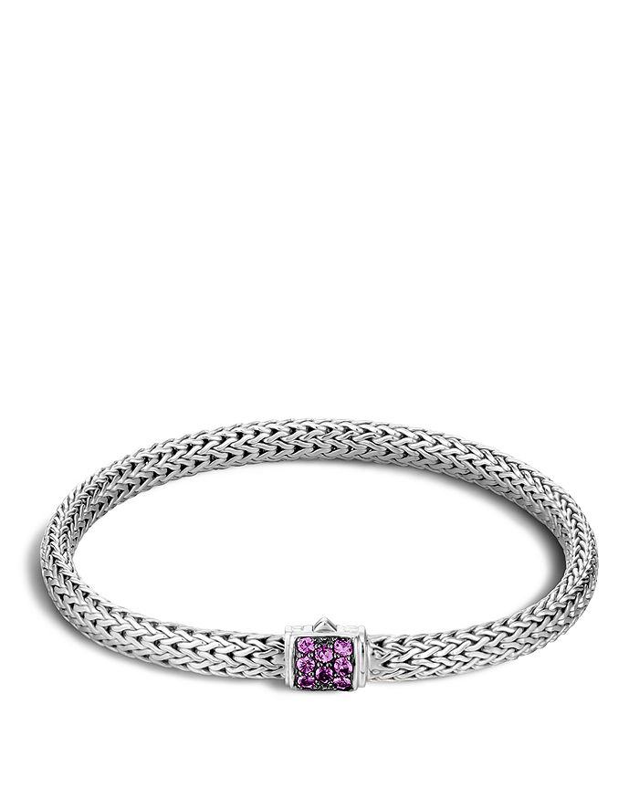 JOHN HARDY CLASSIC CHAIN STERLING SILVER LAVA EXTRA SMALL BRACELET WITH AMETHYST,BBS96002AMXS