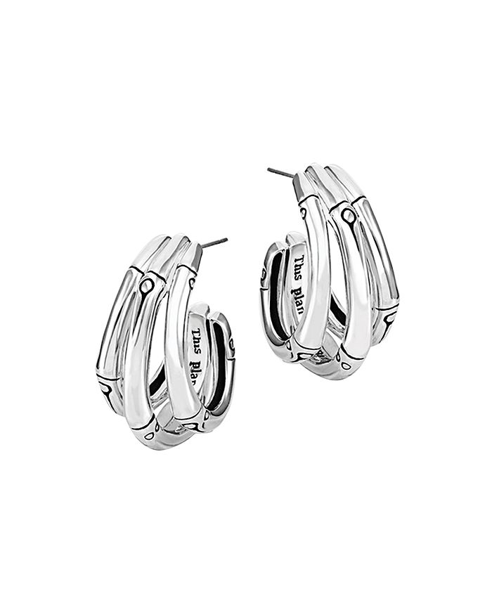 John Hardy Bamboo Silver Small J Hoop Earrings In Silver