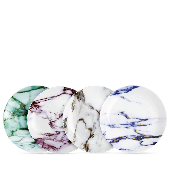 Prouna Marble Canape Plates, Set Of 4 In Multi Marble