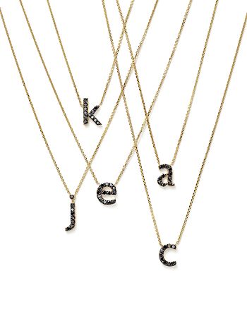 Bloomingdale's KC Designs Initial Pendant Necklace with Black Diamond ...