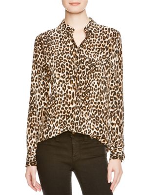 leopard-print logo silk shirt