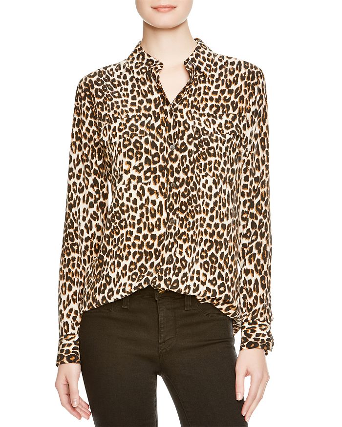 Slim Signature Leopard Printed Silk Shirt