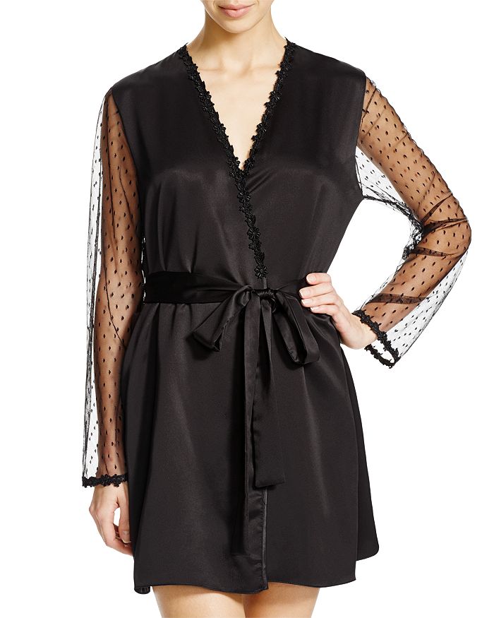 Shop Flora Nikrooz Showstopper Charmeuse Cover-up Robe In Black