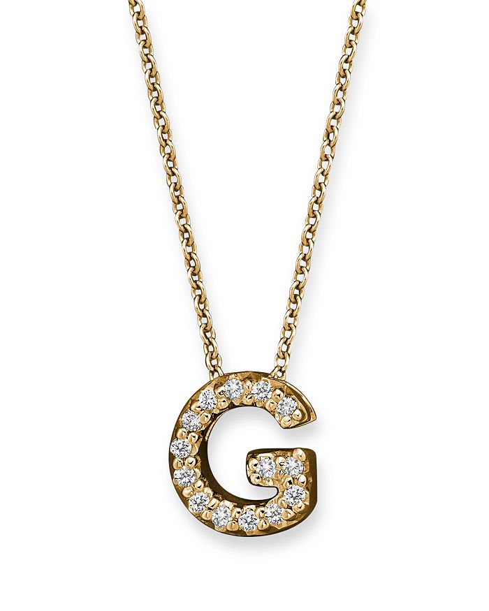 Shop Roberto Coin 18k Yellow Gold And Diamond Initial Love Letter Pendant Necklace, 16