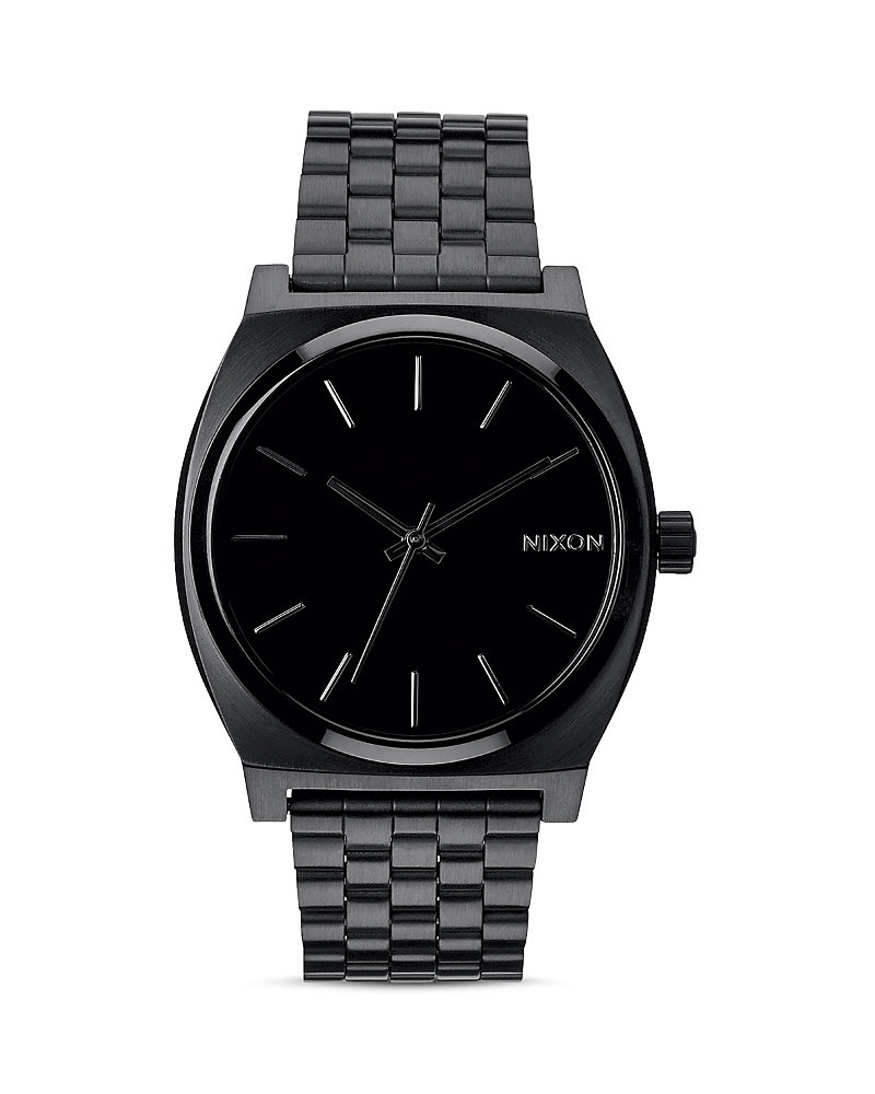 Nixon 'the Time Teller' Stainless Steel Bracelet Watch, 37mm In Black/black