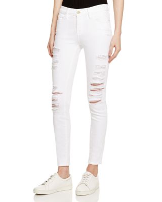frame le color skinny jeans white