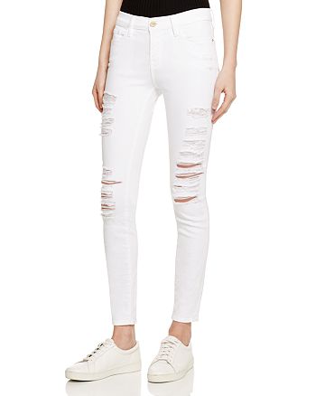 FRAME Le Color Ripped Jeans in Blanc | Bloomingdale's