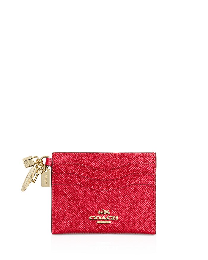 COACH Chinese New Year Charm Flat Card Case in Crossgrain Leather ...