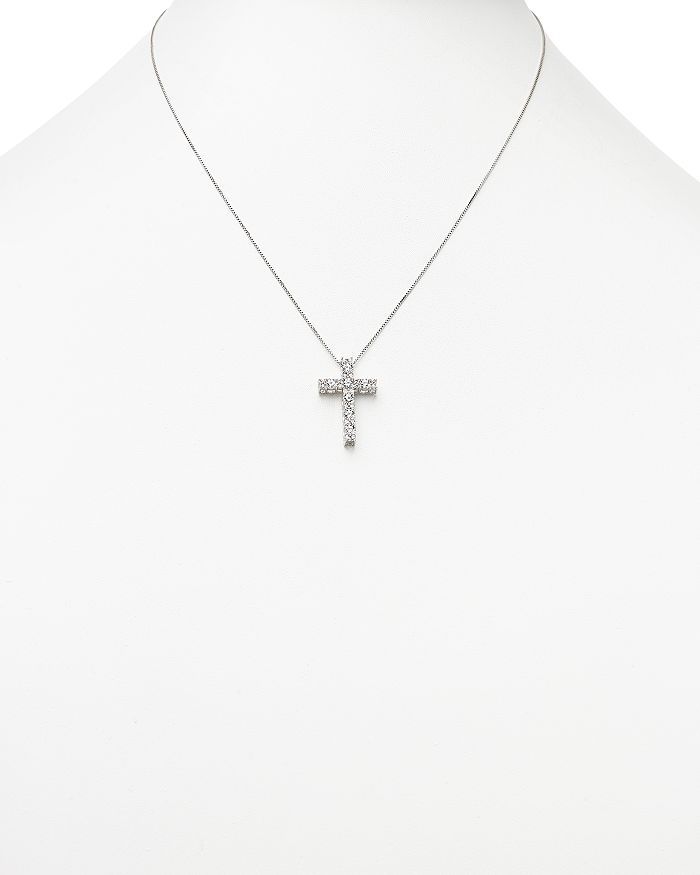 Bloomingdale's Diamond Cross Pendant Necklace In 14k White Gold, 1.0 Ct. T.w. - 100% Exclusive In White