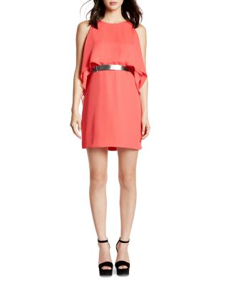 HALSTON HERITAGE - 3-Way Cold Shoulder Belted Dress