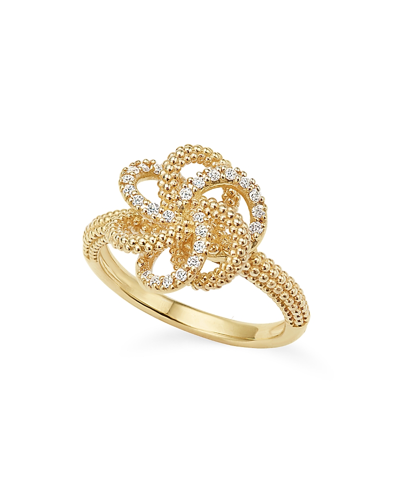 Lagos 18k Yellow Gold Love Knot Ring With Diamonds In White/gold