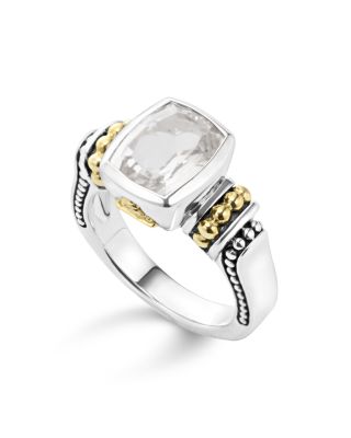 Lagos 18K Gold and Sterling Silver Rittenhouse Small Ring with White Topaz