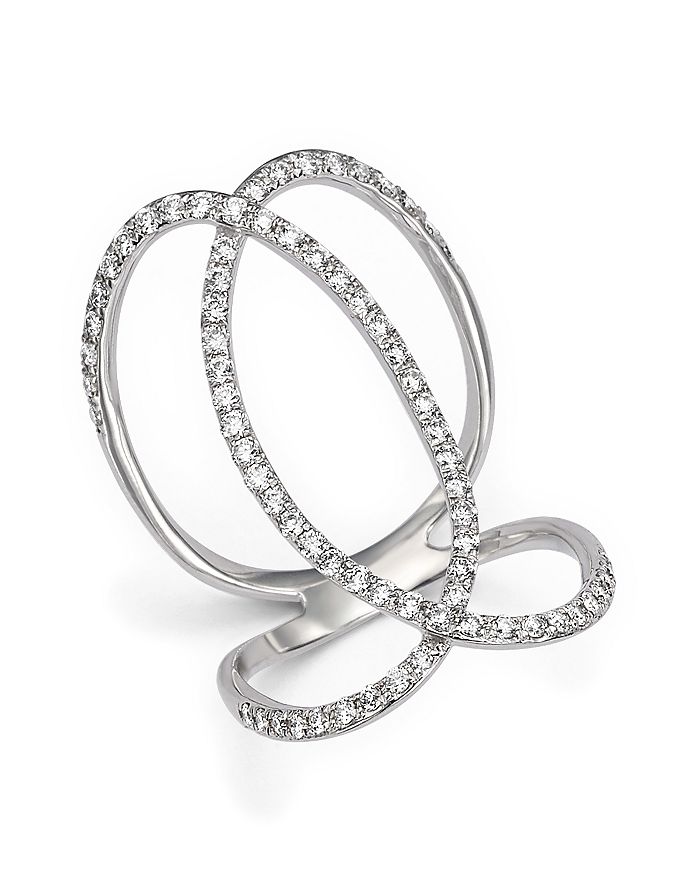 Bloomingdale's Diamond Crossover Statement Ring In 14k White Gold,.75 Ct. T.w. - 100% Exclusive