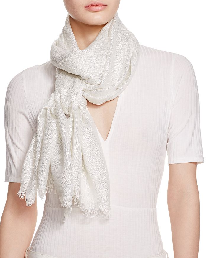 Aqua Solid Ribbed Knit Scarf - 100% Exclusive In Ivory/silver