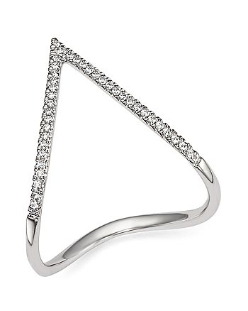 Bloomingdale's Diamond Pavé Chevron Ring in 14K White Gold, .15 ct. t.w ...
