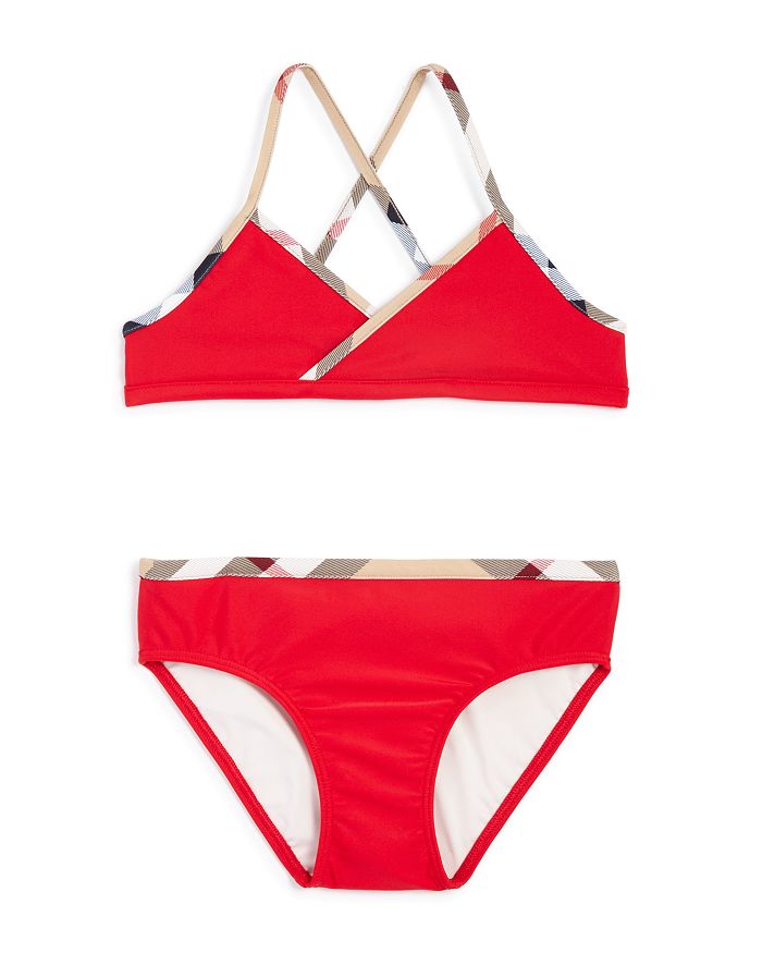Burberry Girls Check Trimmed 2 Piece Swimsuit Sizes 7 14