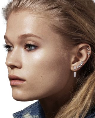 14K Yellow Gold Single Stud Moon Earring