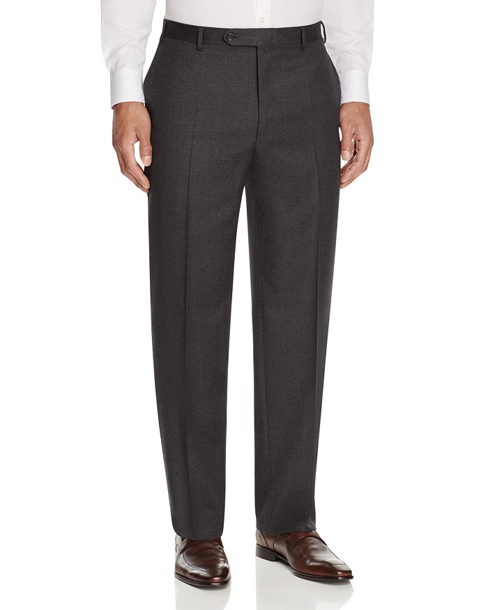 Canali Siena Wool Classic Fit Dress Trousers In Charcoal