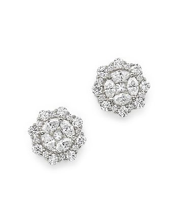 Bloomingdale's Diamond Cluster Stud Earrings in 14K White Gold, 1.20 ct ...