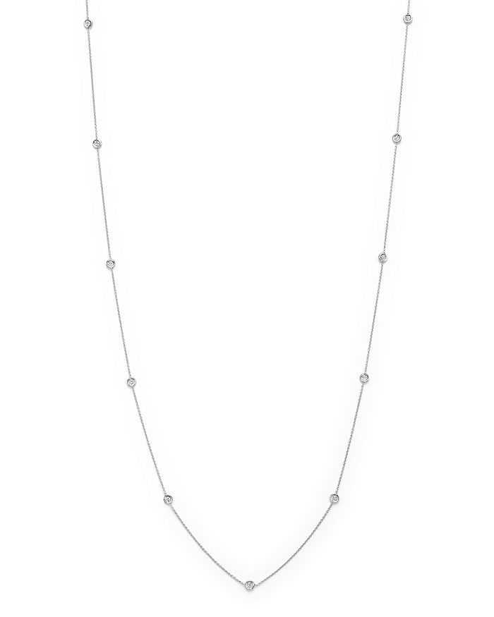 Roberto Coin 18k White Gold Diamond By The Inch Necklace, 34