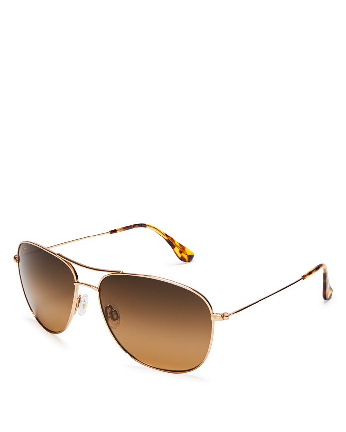 Shop Maui Jim Cliff House Polarized Brow Bar Aviator Sunglasses, 59mm In Gold/bronze Gradient