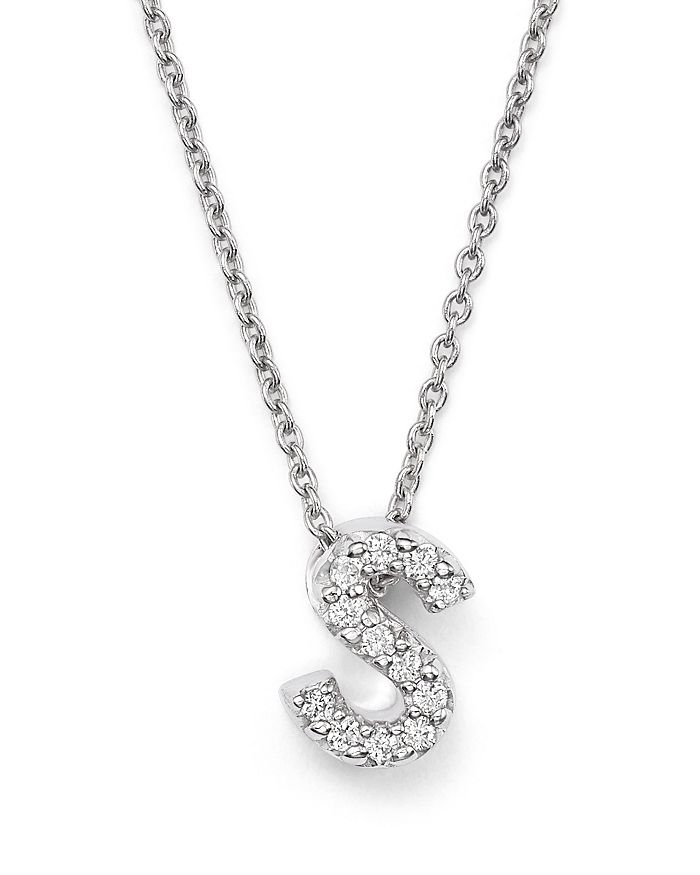 Shop Roberto Coin 18k White Gold Initial Love Letter Pendant Necklace With Diamonds, 16 In S