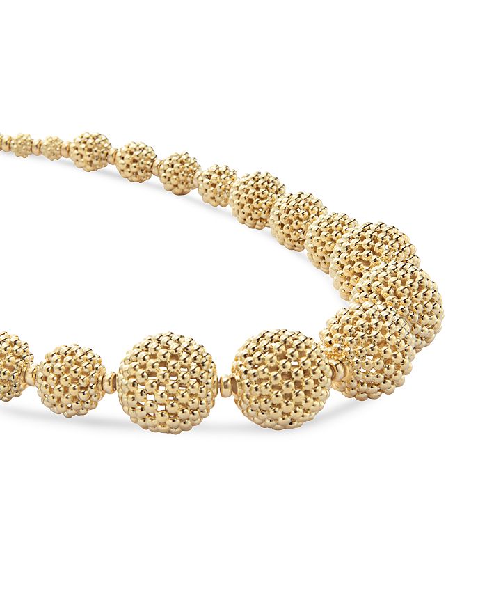 Lagos 18k Gold Caviar Graduated Lattice Ball Statement Necklace, 16 In Gold