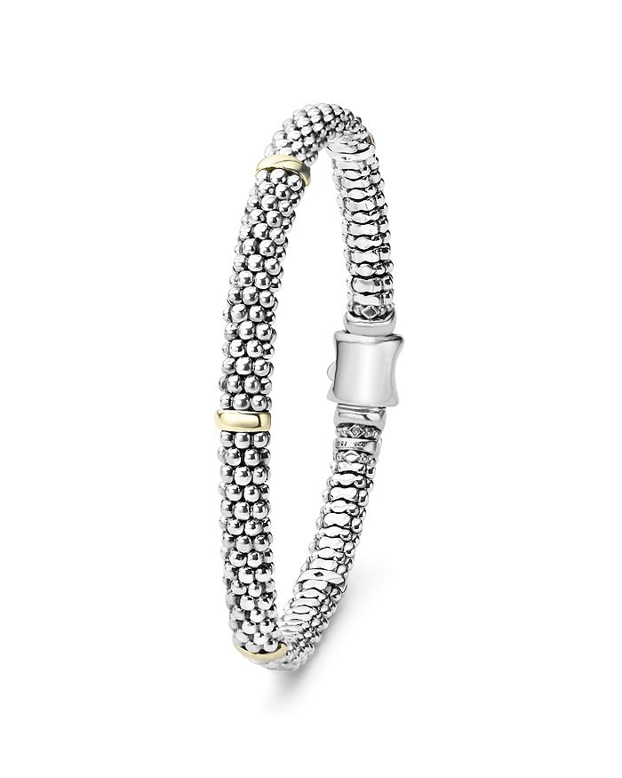 Shop Lagos 18k Yellow Gold And Sterling Silver Petite Oval Rope Bracelet In Silver/gold
