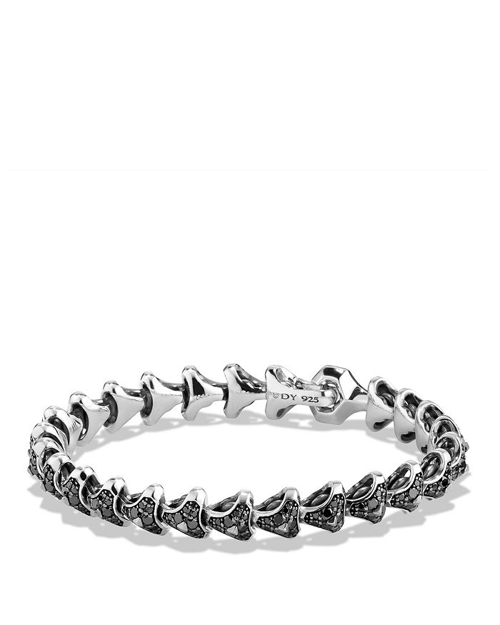 David Yurman Armory Single Row Link Bracelet with Black Diamonds ...