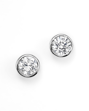 Bloomingdale's Diamond Bezel Set Stud Earrings In 14k White Gold, 1.0 Ct. T.w. - 100% Exclusive