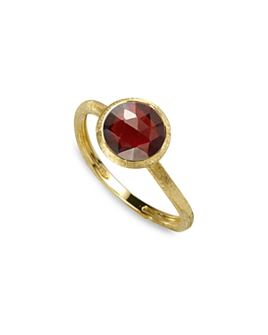 Marco Bicego 18K Yellow Gold Engraved Jaipur Stackable Ring with Garnet