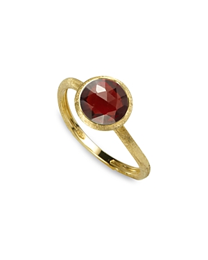 Marco Bicego 18k Yellow Gold Engraved Jaipur Stackable Ring With Garnet