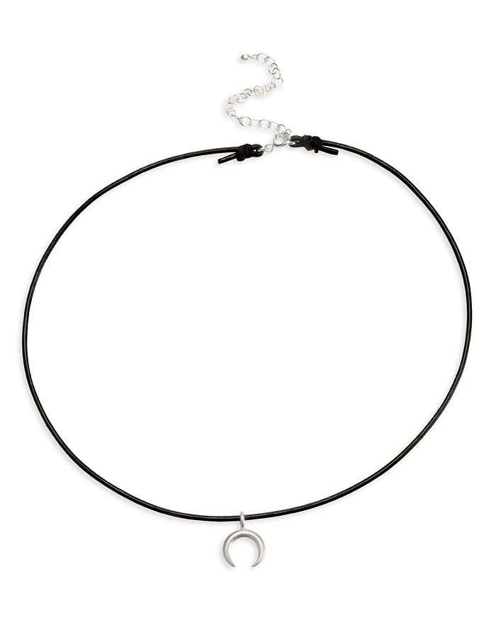 Dogeared Crescent Moon Leather Choker Necklace 12.5