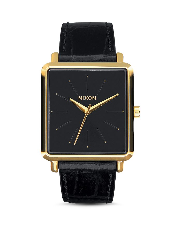 NIXON K SQUARED LEATHER WATCH, 30MM X 32MM,A472