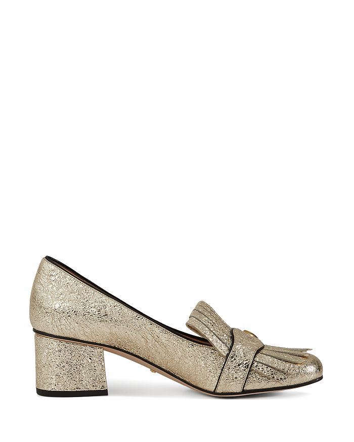 Gucci Women's Marmont Metallic Mid-heel Pumps In 7100 Oro | ModeSens