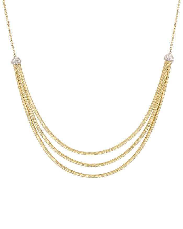 Marco Bicego 18k Yellow Gold Cairo Three Strand Necklace With Diamonds, 16.5 In White/gold